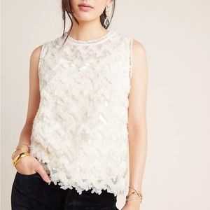 Anthropologie Regan Sequined Chevron Tank XL
